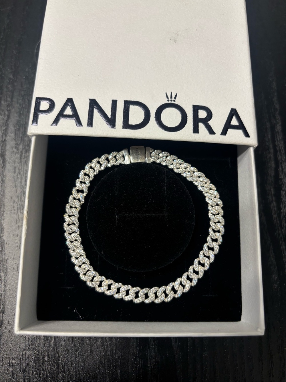 Pandora Silver Sparkling Cuban Link Bracelet - Silver